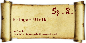 Szinger Ulrik névjegykártya
